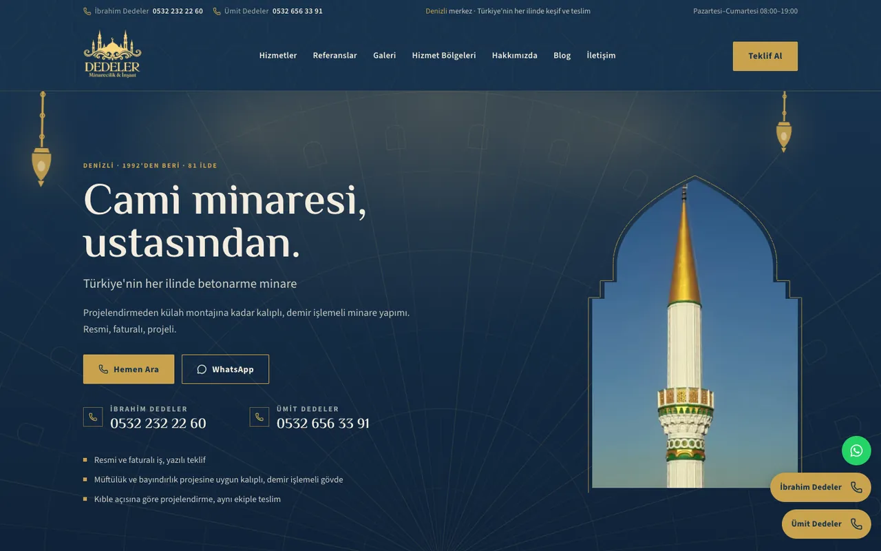 Dedeler Minarecilik web sitesi, Point Medya Tasarım