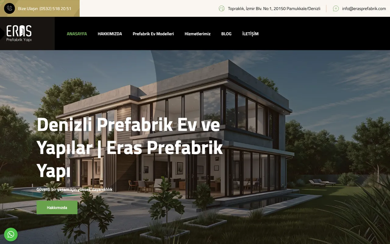 Eras Prefabrik Yapı web sitesi, Point Medya Tasarım