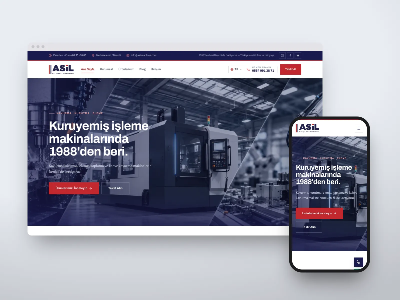 Asil Kuruyemiş Makinaları Web Sitesi ve SEO — İlgili proje