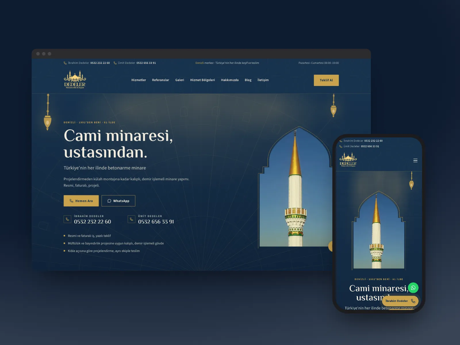 Dedeler Minarecilik Web Sitesi ve SEO — İlgili proje