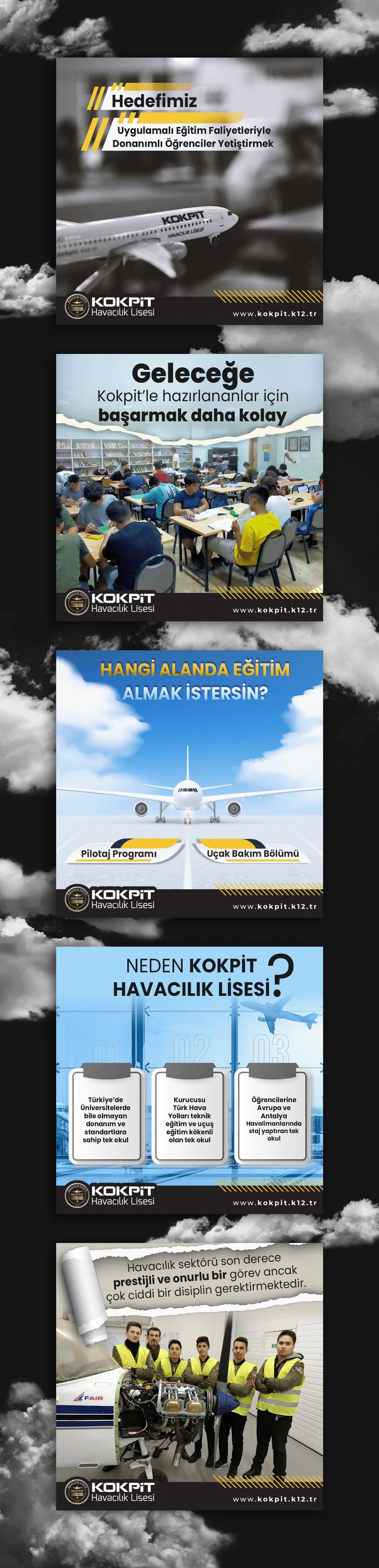 Kokpit Havacılık Lisesi Sosyal Medya Tasarımı — Point Medya Tasarım projesi